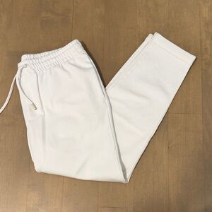 Zara Man White Drawstring Jogger Fitted Sweatpants
